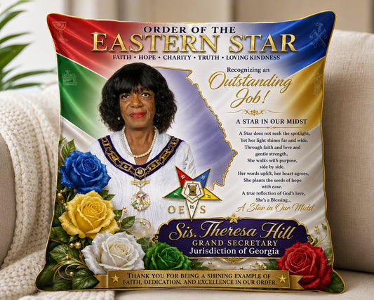 Eastern Star pillow for Sis. Theresa Hill