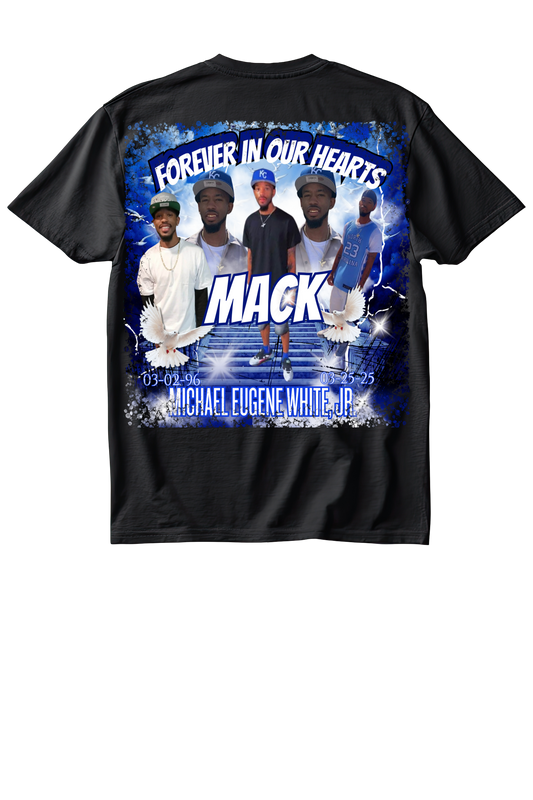 Short sleeve customized memorial tshirt for Michael White "Mack" BLACK SHIRTS (Copy)