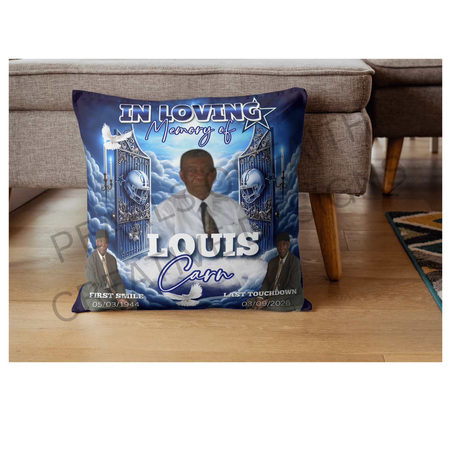 Louis Carn memorial pillow