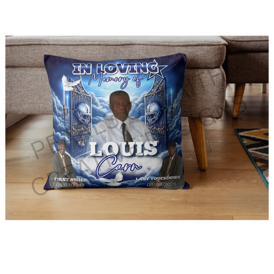 Louis Carn memorial pillow
