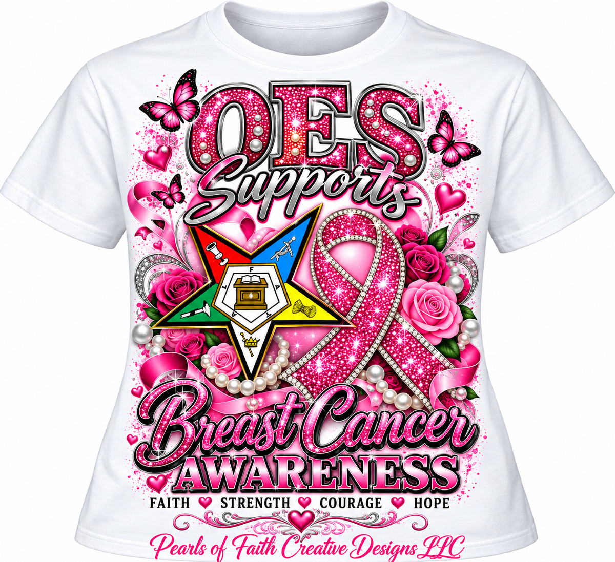 OES WHITE BREAST CANCER AWARENESS TSHIRT
